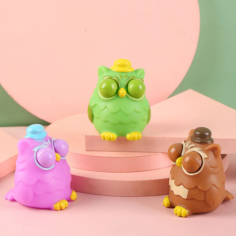 3 pçs coruja squeeze dos desenhos animados olho popping alívio do estresse fidget animal sensorial ansiedade alívio para escritório festa em casa descompressão