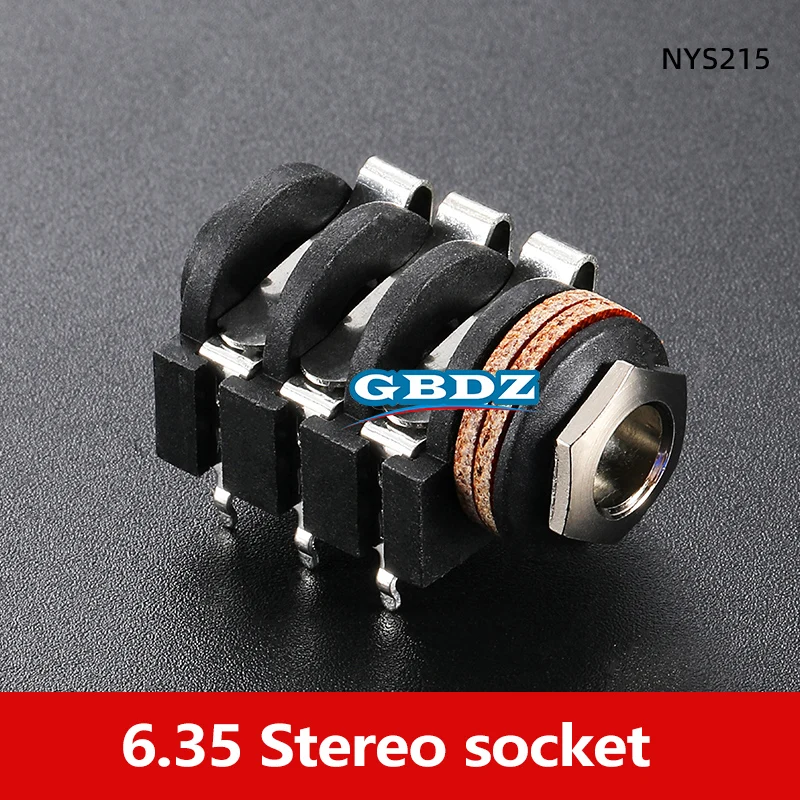 TRS Stereo Large Three Core 6.35mm Metal Female Socket Audio Panel Mounting Connector 1/4 TRS PCB Direct Soldering Socket NYS215