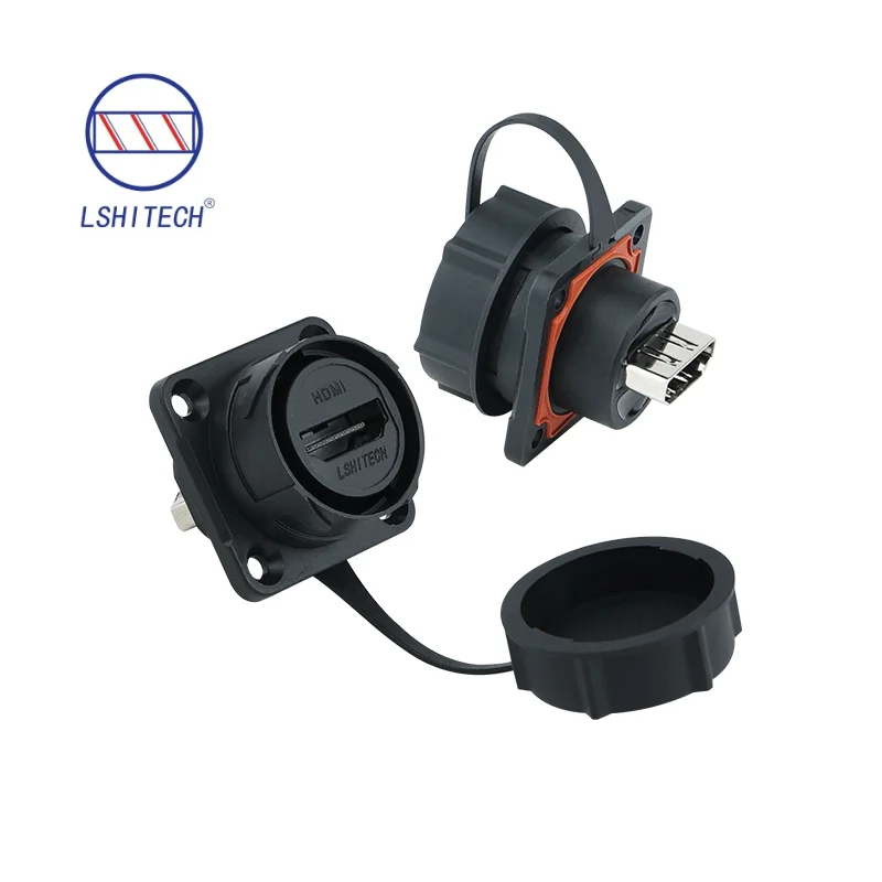 Lshitech M21 Flag Aviation Plug Waterproof Circle Connector HD Pass-Stright Female Socket Panel Mount for Date Transfer