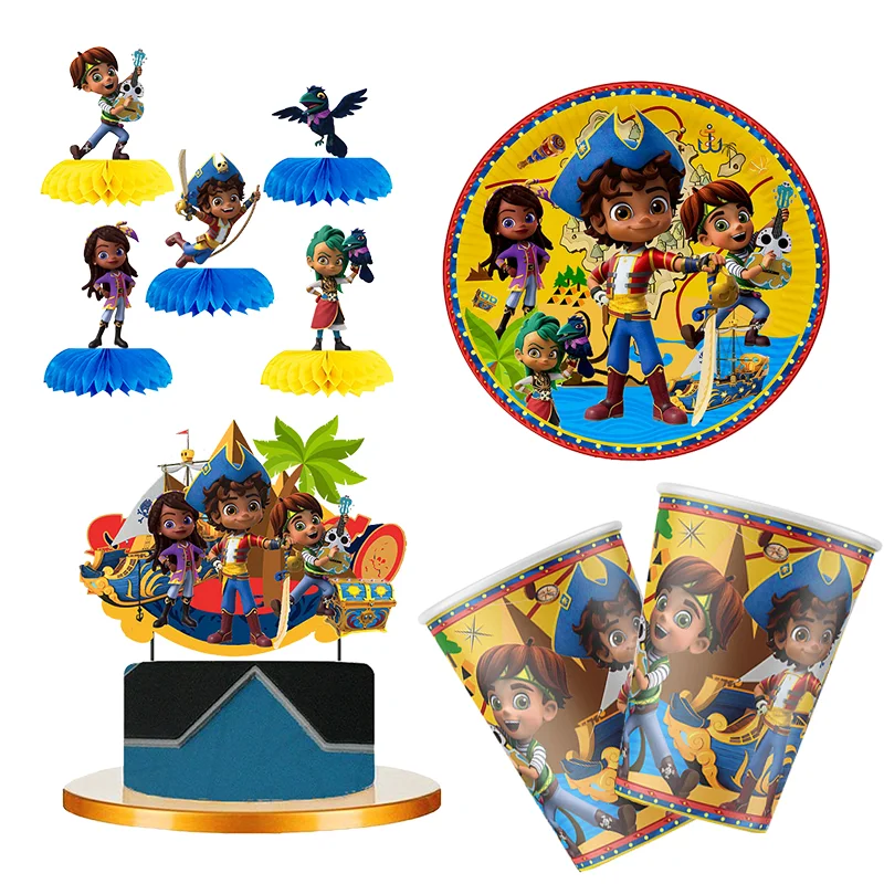 Santiago of The Seas Birthday Party Paper Plate Party Decoration Cupcaketopper Straw Sticker Flag Cup Brooch Balloon Children