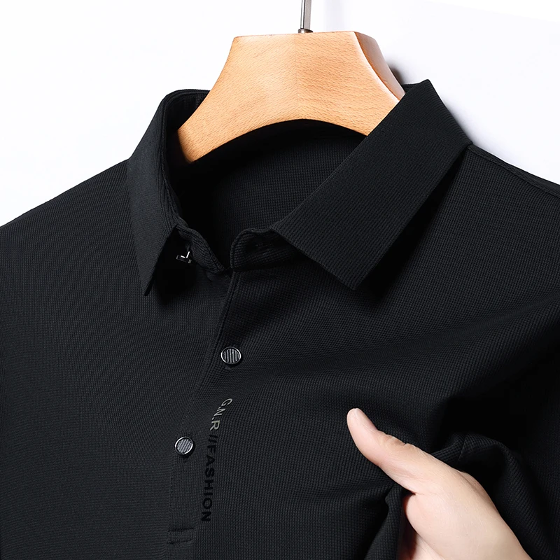 قميص بولو بأكمام طويلة للربيع والخريف للرجال، تي شيرت بياقة، فستان فضفاض للأب في منتصف العمر، تي شيرت، معطف سفلي #6