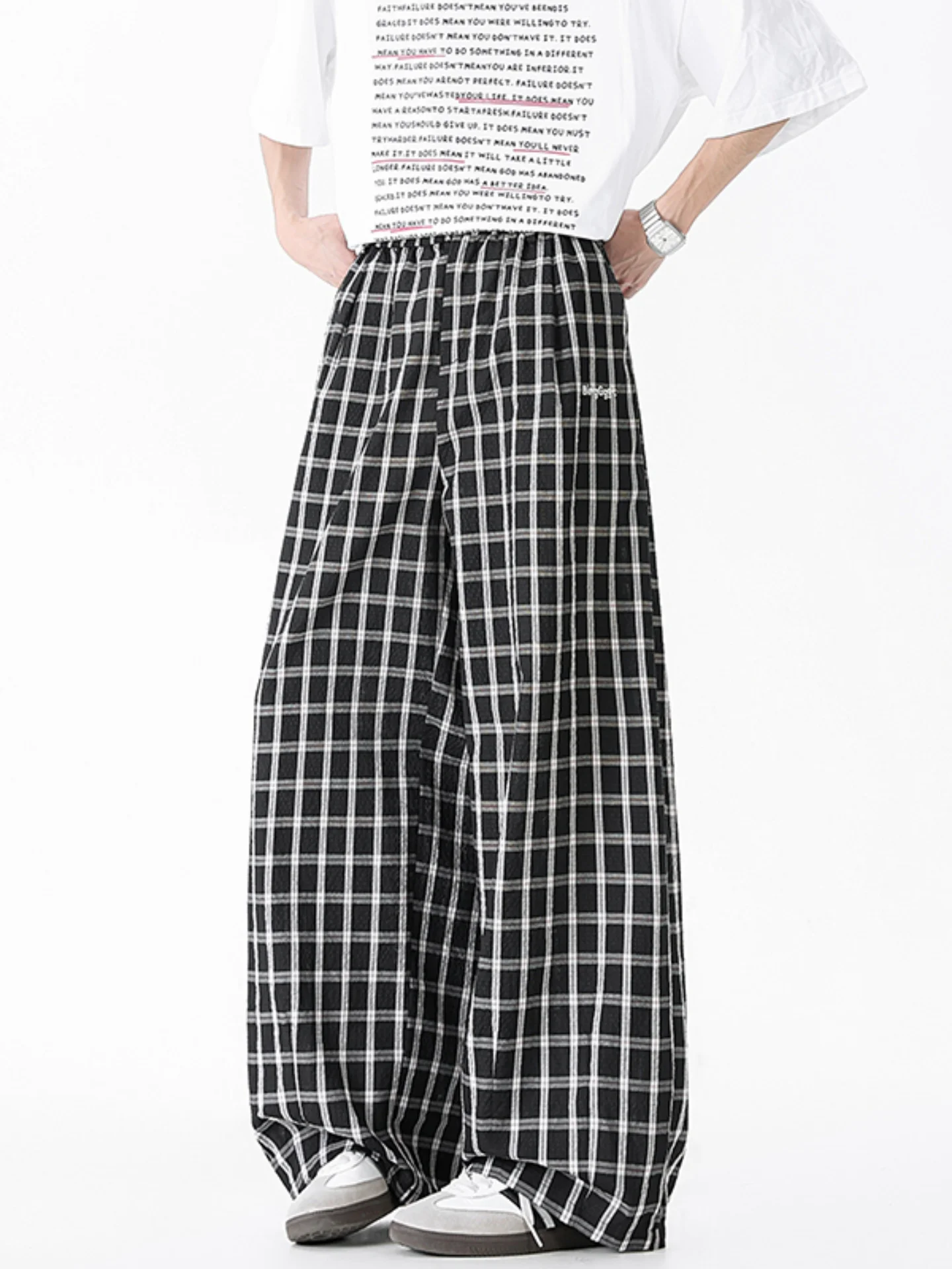 

Мужские брюки свободного кроя с прямыми штанинами в клетку, удобные повседневные брюки в американском ретро-стиле, модный тренд осеннего сезона