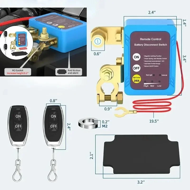 

Дистанционный выключатель аккумулятора 12 В со светодиодным дисплеем напряжения, автоматический главный выключатель аккумулятора с дистанционным выключателем 240 А