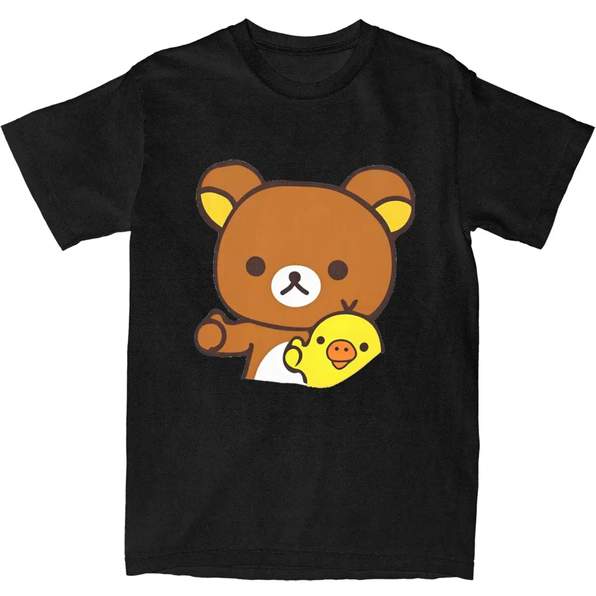 Rilakkuma And Kiiroitori T Shirt Summer Streetwear T Shirts 100% Cotton Harajuku Tshirt For Mens Short-Sleeve Casual Top Tees