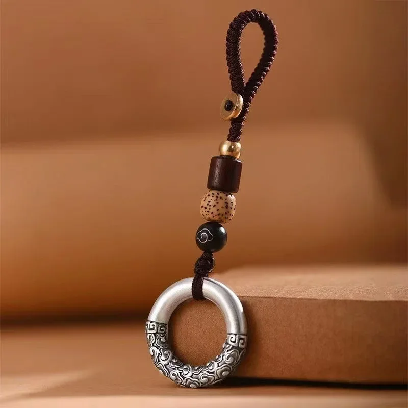 

Chinese Style Retro Auspicious Cloud Safe Men's Keychain Car Pendant Creative Fashion Gift Phone Chain