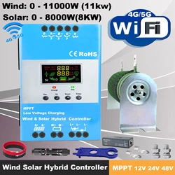 3000W 4000W 5000W 6KW 8KW MPPT Hybrid Wind Solar Charge Booster WIFI Controller 12V 24V 48V Lifepo4 Lithium Lead Acid Battery