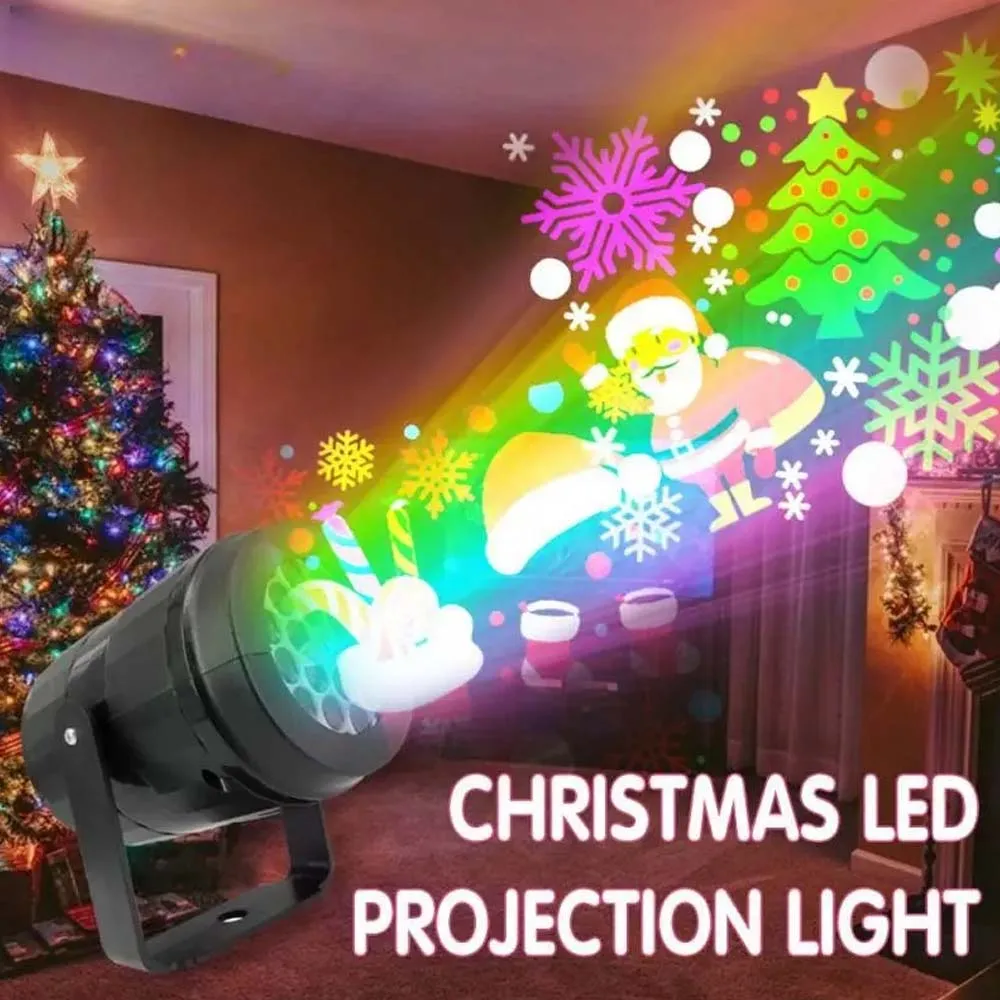 Christmas Projector Lights, 16 Patterns LED Fairy Lamp, USB Powered Snowman/Snowflake/Santa Claus Projection Xmas Party Lighting