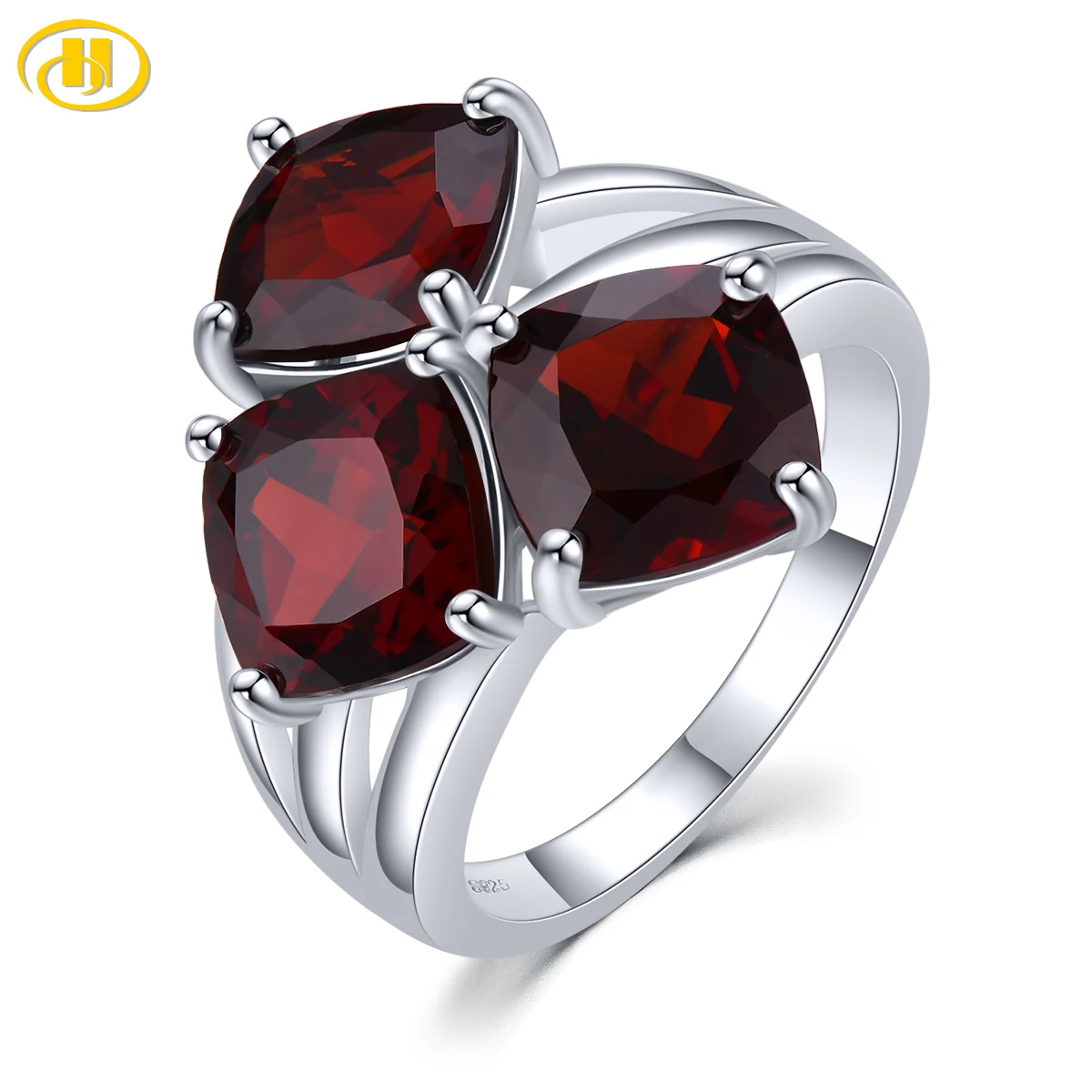 Natural Red Garnet Solid Sterling Silver Rings 7.5 Carats Genuine Birthstone Women S925 Rhodium Plated Jewelrys Daily Gifts