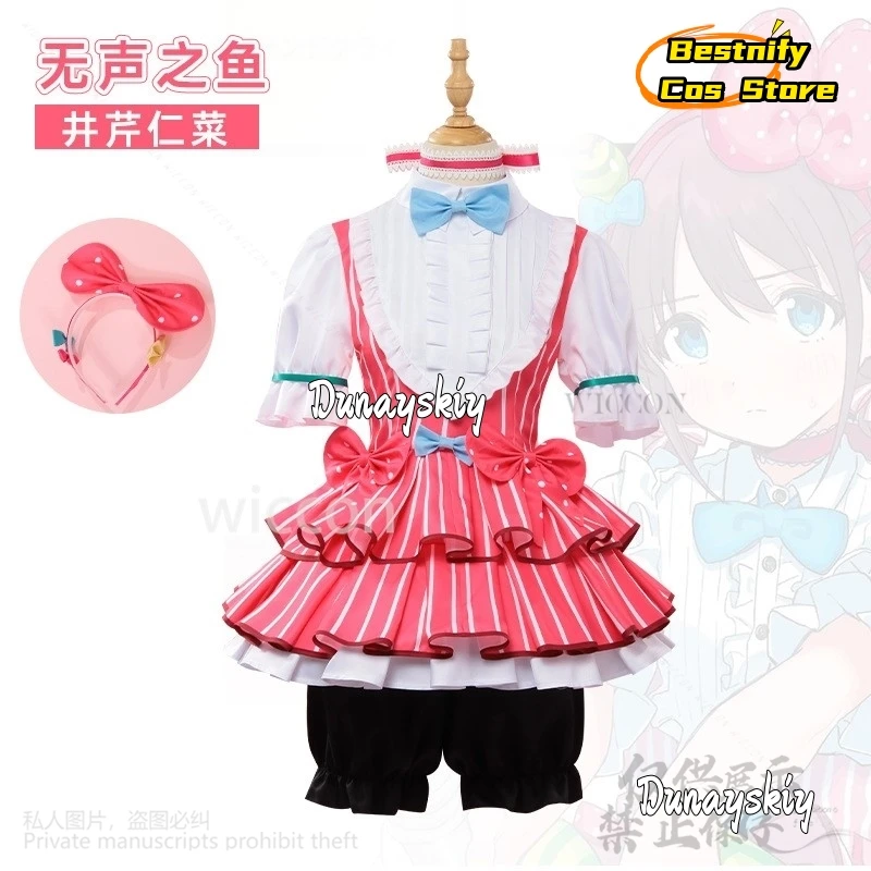 CosplayAnime الفتيات الفرقة صرخة تأثيري نينا Iseri زي الوردي لوليتا تنورة فستان الأميرة شعر مستعار امرأة مثير Kawaii كرنفال البدلة Cust