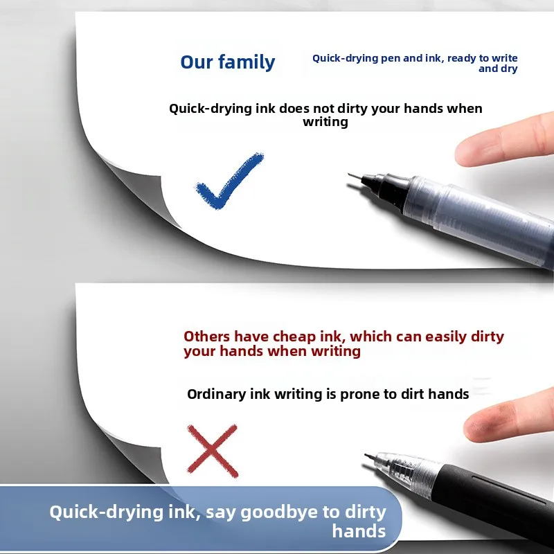 صندوق موكا مكون من 12 قلم جل عالي الجودة من نوع إبرة قلم حبر جاف سائل مستقيم أدوات مكتبية كاواي للكتابة