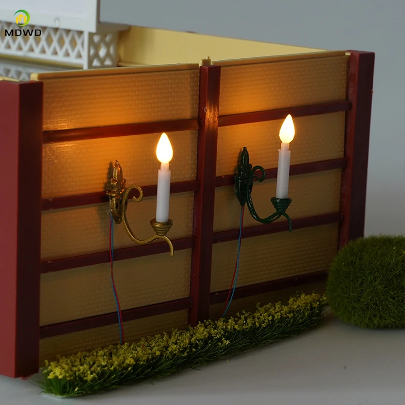 2PCS Miniature simulation European wall lamp model boutique wall lamp sand table G scale model house diy