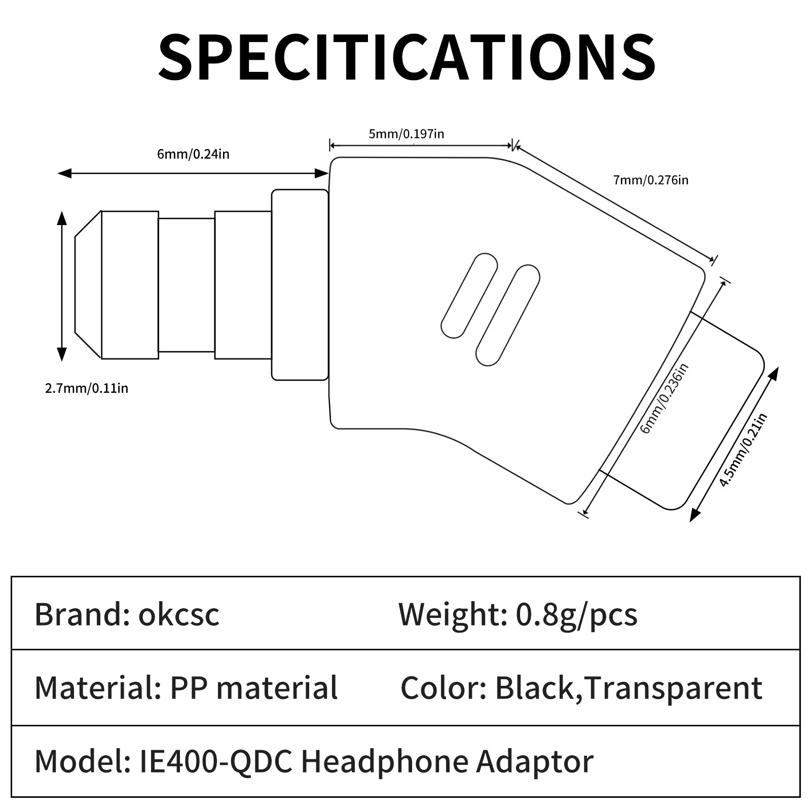 OKCSC QDC 2 PIN Female SENNHEISER IE400 Male Earphones Adapter  Headphones Audio Jack Connector for SENNHEISER IE100 IE400 IE500