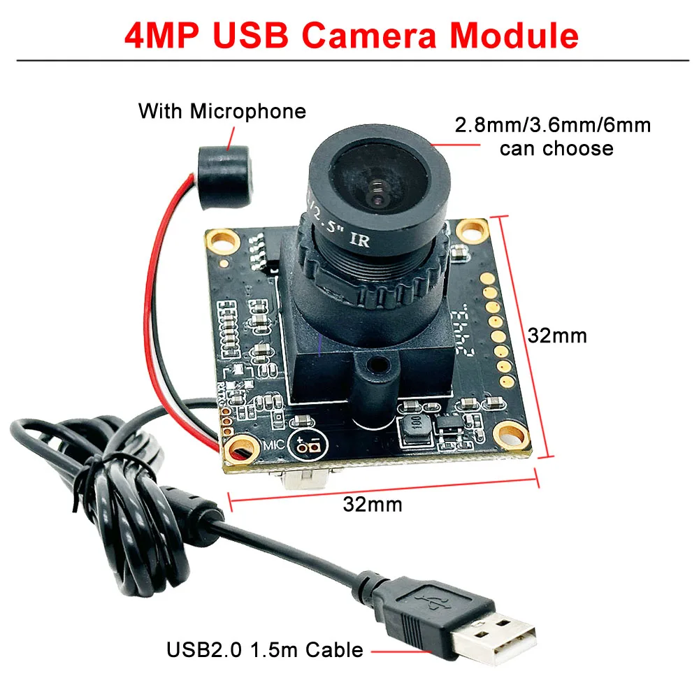HD 4MP PC Video USB Webcam Module 2560x1440 Mjpeg 30fps High Speed Mini USB2.0 Endoscope Camera With Microphone UVC Plug And Pla