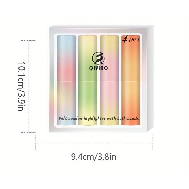 4Pcs set of gradient color high aesthetic color button eye protection/starry dual color large capacity highlighter pen