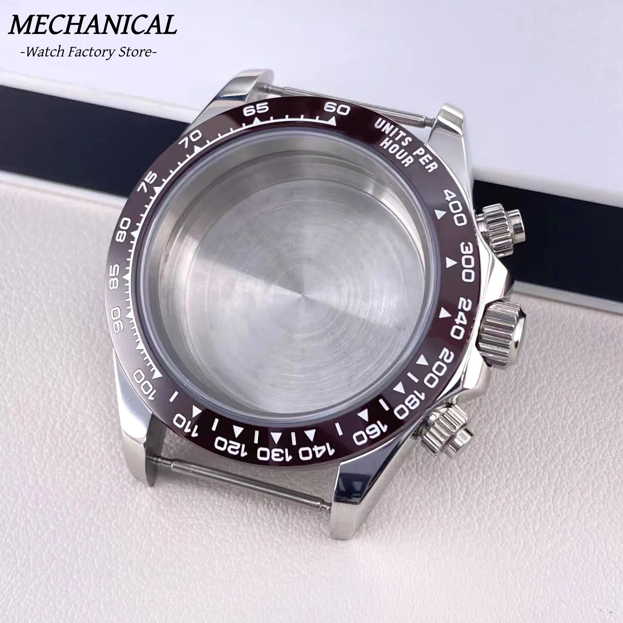 39 mm VK63 Uhrengehäuse mit Keramiklünette und Saphirglas, Edelstahl, Herrenuhr-Zubehör für VK63 Quarzwerk – Detail 18