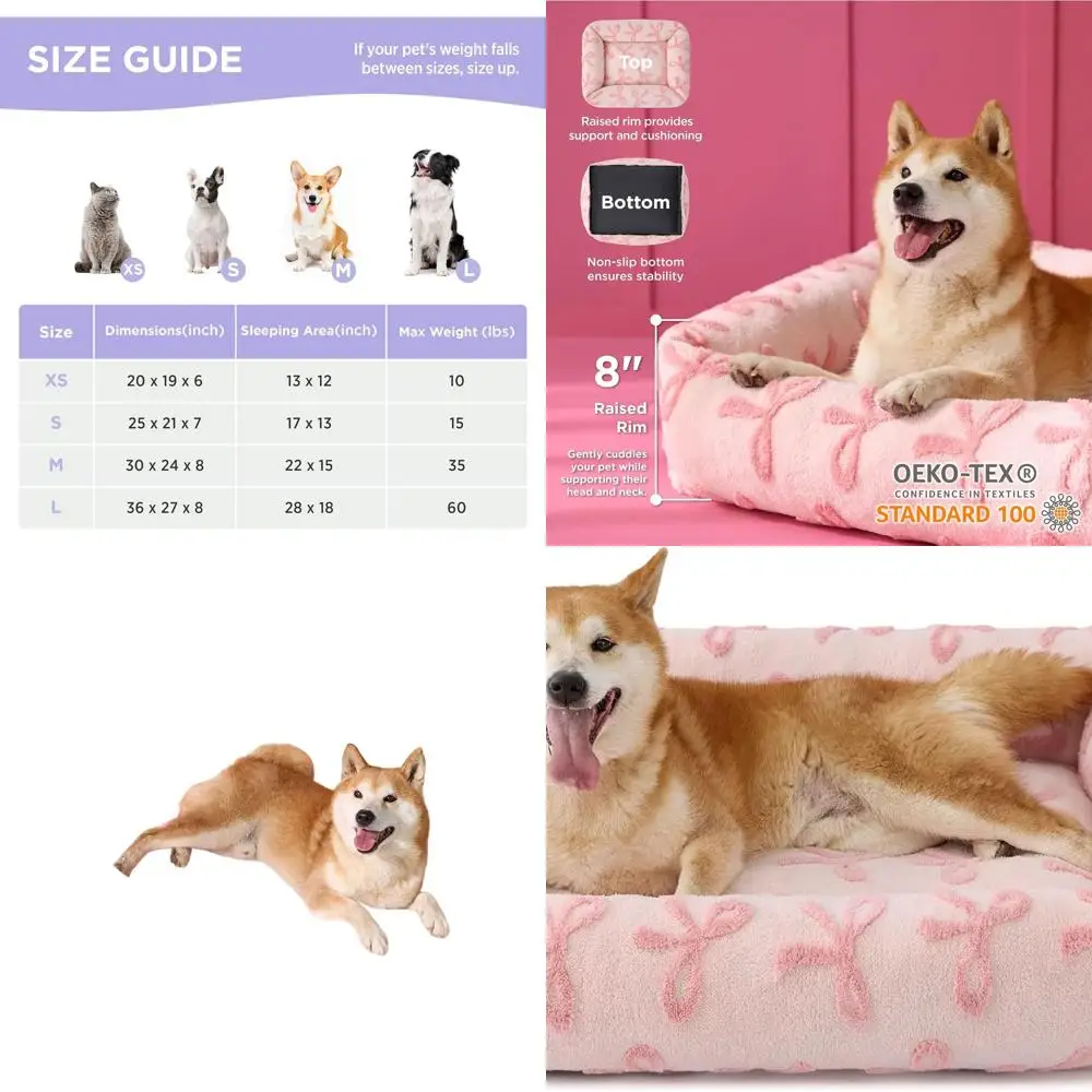 

Large Dog Orthopedic Bed - Washable, Cozy Rectangle Sofa with Plush Shaggy Cover and Anti-Slip Base, 36x27x8 inches