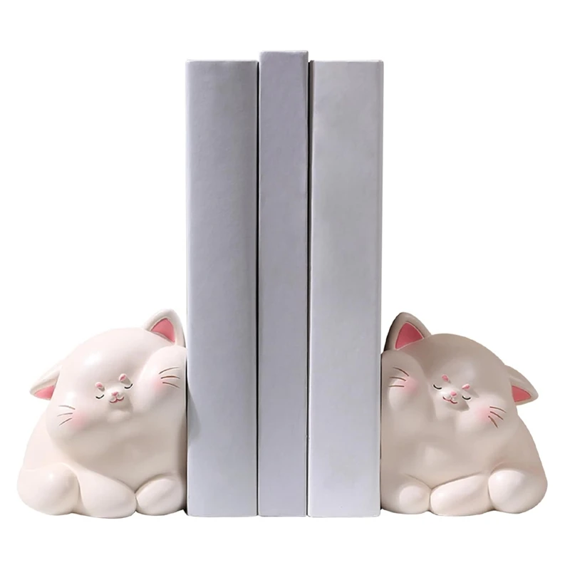 Cat Decorative Book Ends,Unique Bookends To Hold Books,Resin Book Holder Stopper For Home Decor Bookshelf Office Desk