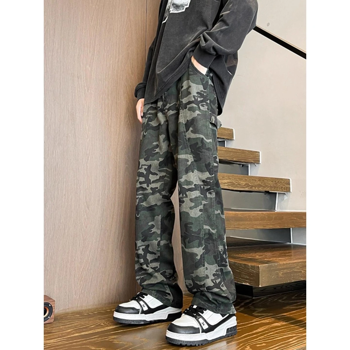 

Джинсы Cleanfit Camouflage Bell Bot для мужчин, в американском стиле, рабочие, прямые, облегающие, из хлопка...