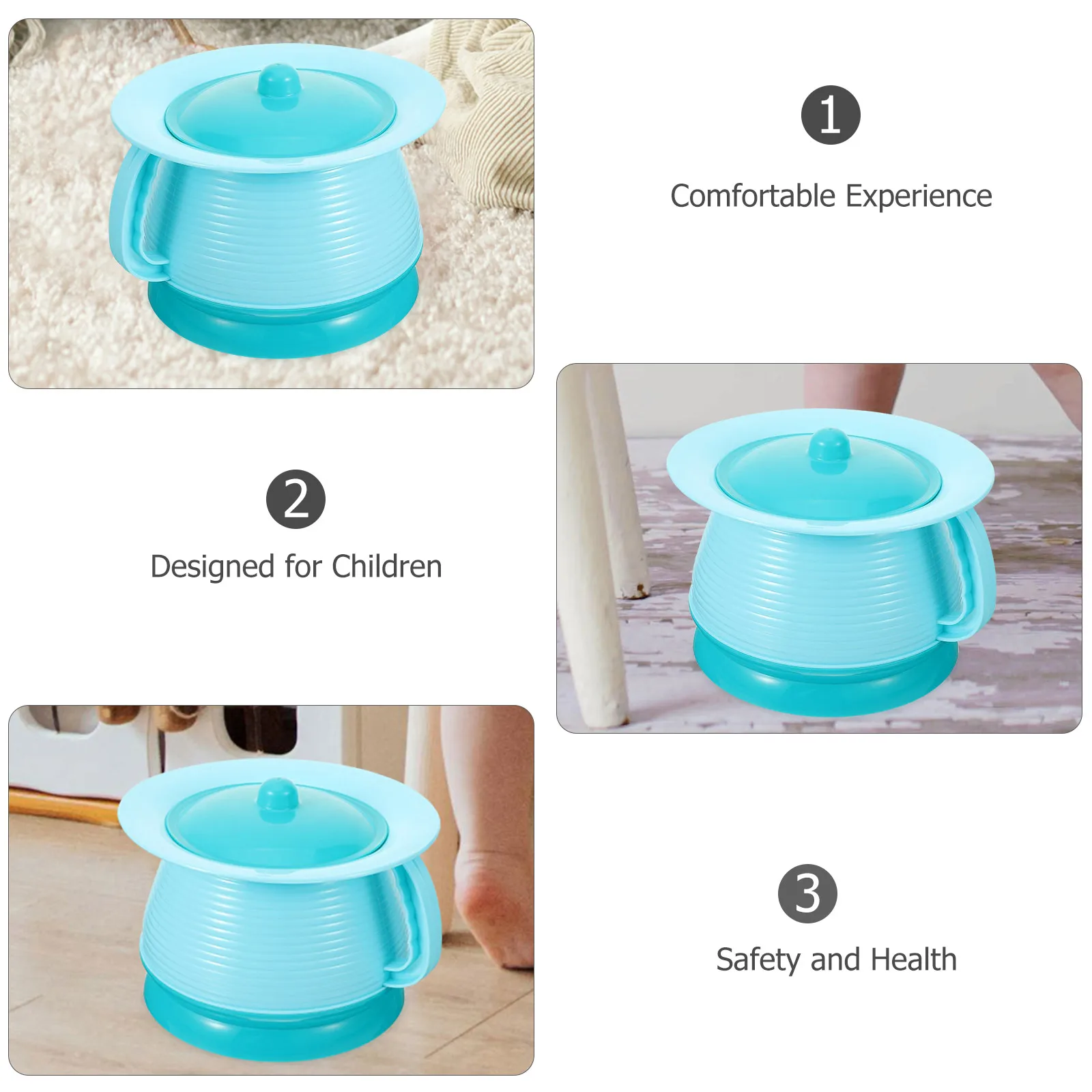

Kids Chamber Pot Portable Lightweight Night Urinal for Travel Home Elderly Potty Training with Handle Lid Compact Design