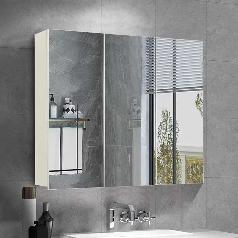 2025  Doors Bathroom Mirror  Cupboard with Adjustable Shelves Mirror Cabinet for Bathroom Shower Room 70 x 60 x 15cm