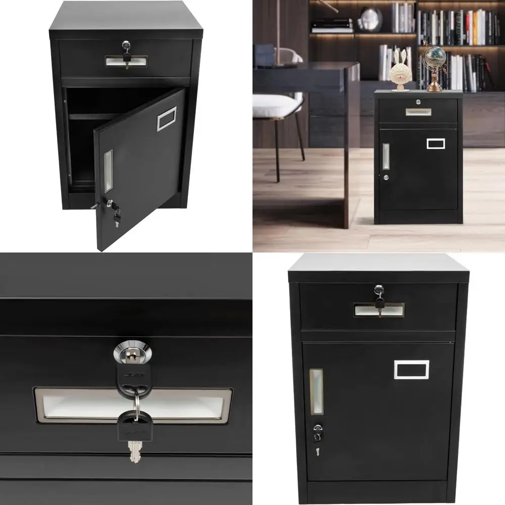 

Compact Lockable Steel File Cabinet for Home Office, Desk-Side Storage, 17.3L x 15.4W x 25.6H, Black