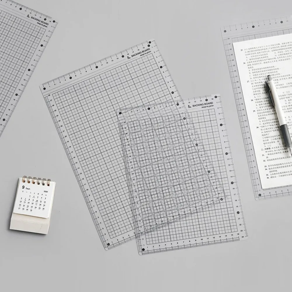 New A4/B5/A5 Learning Pad Non Slip Plastic Grid Scale Ruler Transparent Writing Board Test Stationery