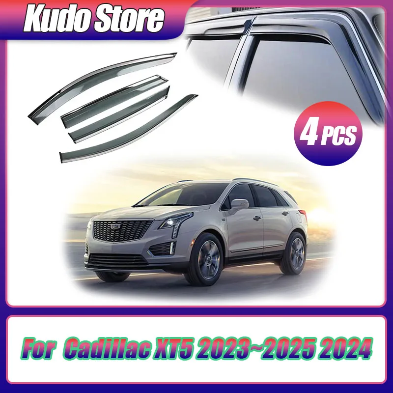 

4PCs Car Windows Visor For Cadillac XT5 2023~2025 2024 Door Smoke Deflector Guards Awnings Sun Rain Eyebrow Accessories.