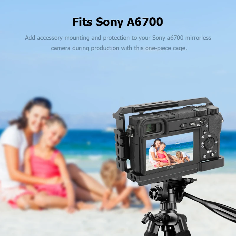 CAMVATE Aluminum Full Camera Cage for Sony a6700 with Shoe Mount & Arca-Type Base and NATO Rail for Handle LED Light Monitor Mic
