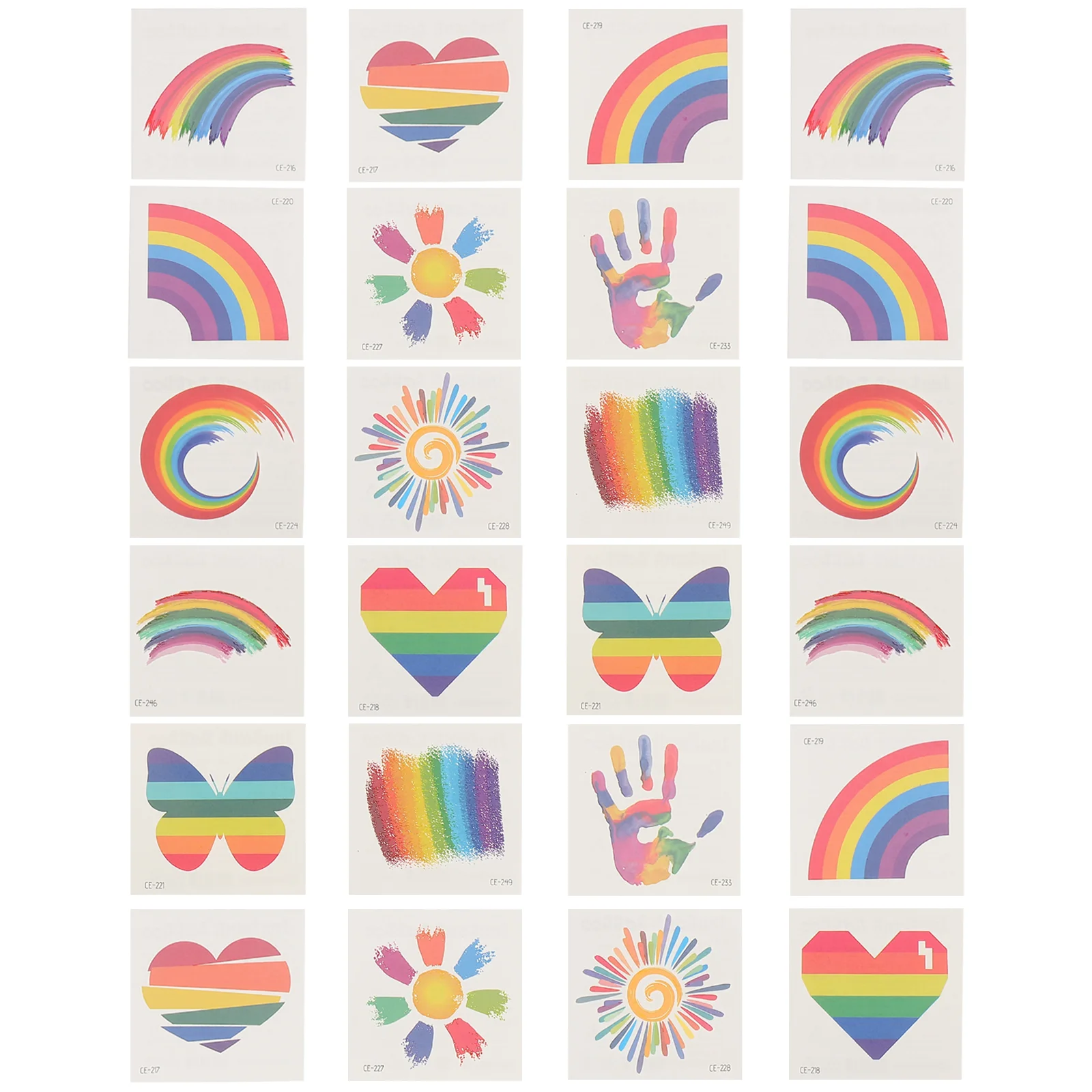 24 Pcs Face Stickers Temporary Tattoos Body Party Gay LED Parades