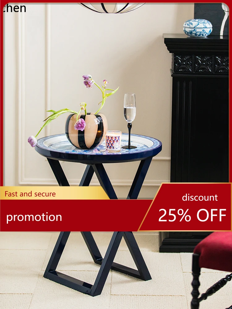 

ZMLLight Luxury Retro Solid Wood Painted Desktop Side Table Vintage Living Room Sofa Coffee Table