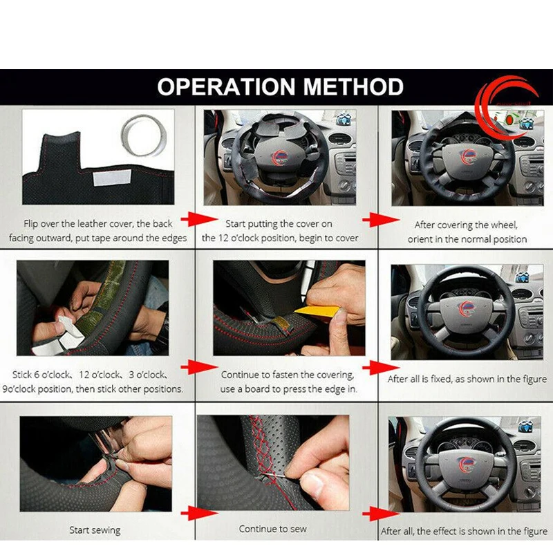 For JETOUR Dashing i-DM 2022 Steering Wheel Cover DIY Hand Sewn Leather Car Accessories