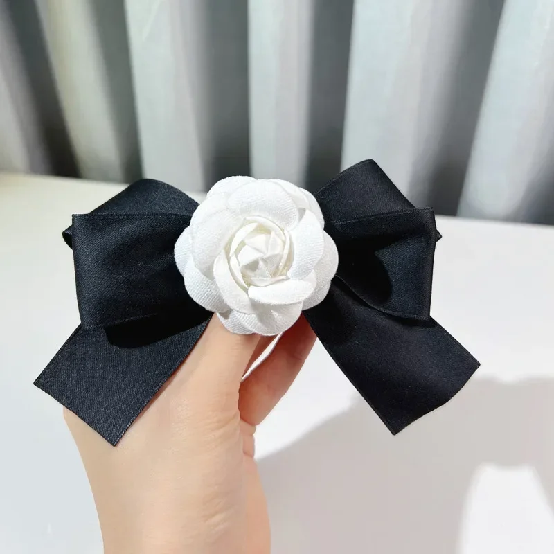 Korean Fabric Camellia Flower Brooch Cloth Art Bow Tie Fashion Jewelry Shirt Dress Collar Pins Brooches for Women Accessories