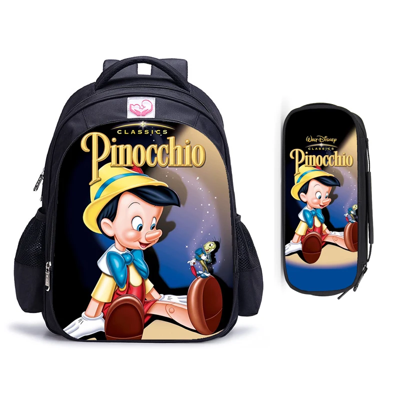 16 Inch Cartoon Disney Pinocchio Children School Bags Orthopedic Backpack Kids School Boys Girls Mochila Infantil Cartoon Bags