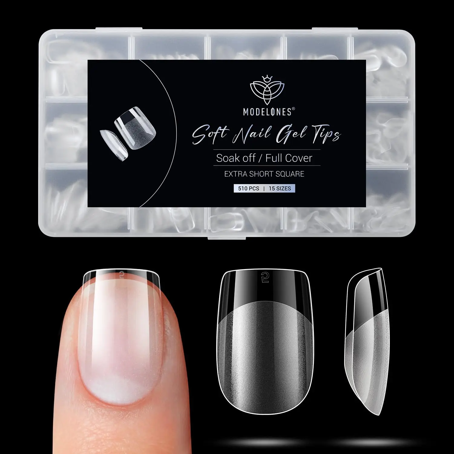 

Modelones Short Square Fake Nail Tips - 510Pcs Gel Tips Pre-shaped Half Matte Full Cover Clear Acrylic Gel False Press on Nail