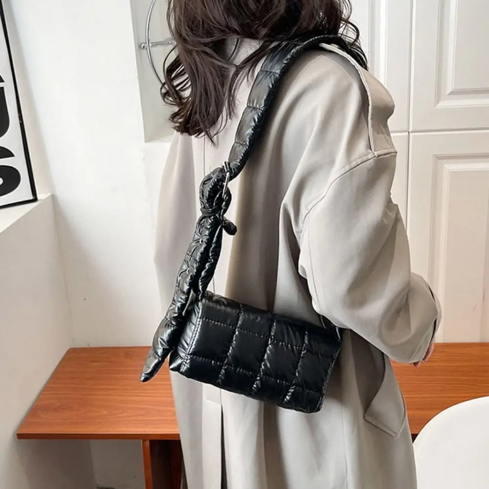 

Winter Korean Style Space Cotton Bag Waterproof Lightweight Women's Shoulder Bag Quilted Puffy Down Small Square Bag Female