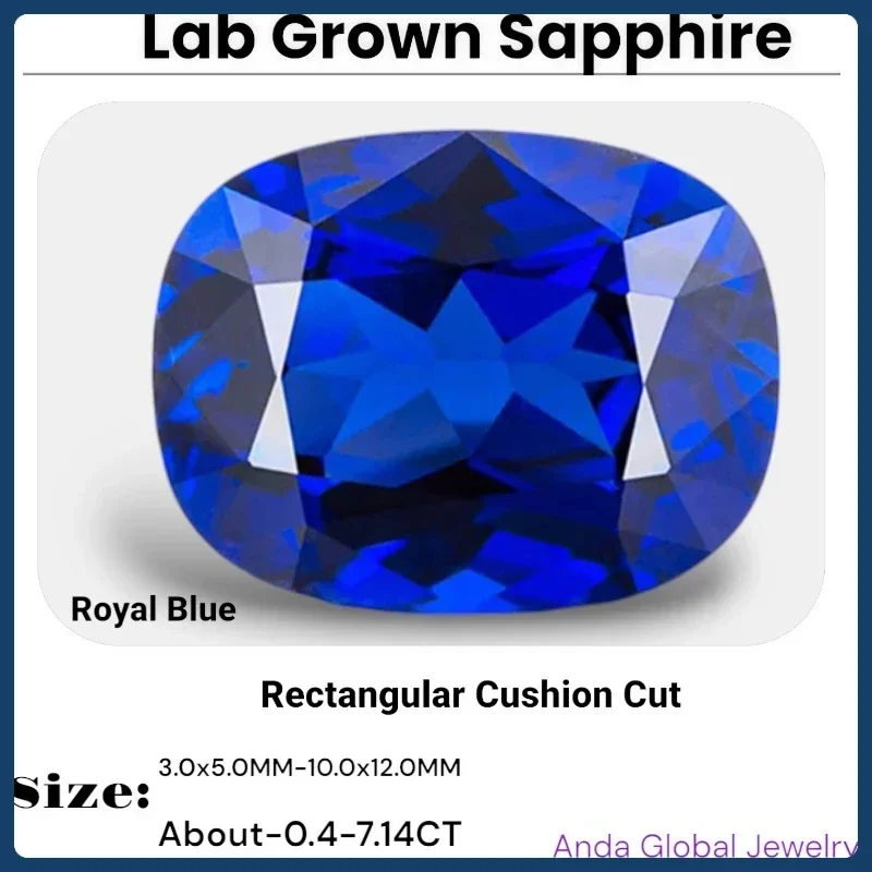 

M-Lab Grown Sapphire Royal Blue Color Rectangular Cushion Cut Gems For Jewelry Setting&Custom Design Selectable Certificate