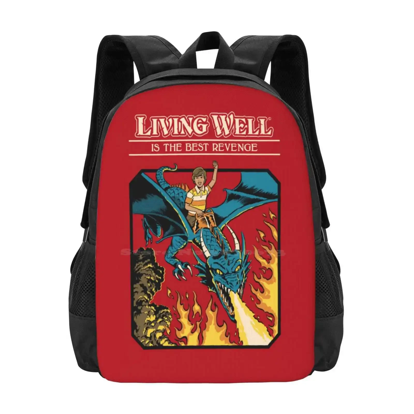 

Living Well Hot Sale Schoolbag Backpack Fashion Bags Dragon Occult Funny Nostalgia 80S 70S Retro Vintage Parody Revenge D D