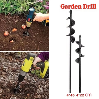 Garden Auger Spiral Drill Bit Accessories  Gardening Flower Planter Earth Drill Planting Hole Digger Tool Loose Soil Drill Bit