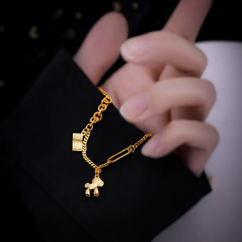 9999 Real Gold 24K Fashion Gold Bracelet Women students ins wind niche design will have money immediately bracelet