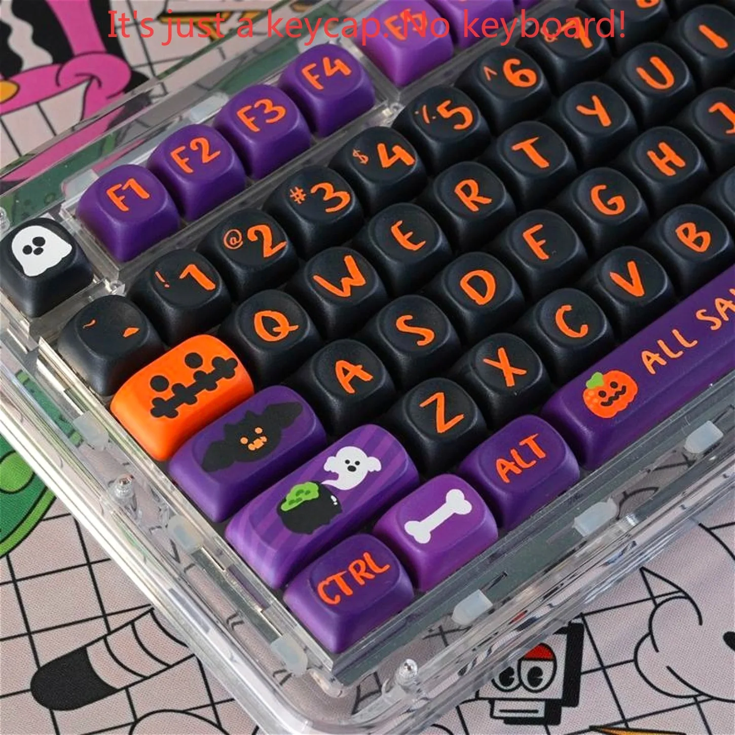 MOA Halloween Atmosphere Keychain Kit PBT 130 Keys for 60/64/84/98/108 Personalized Mechanical Keyboard