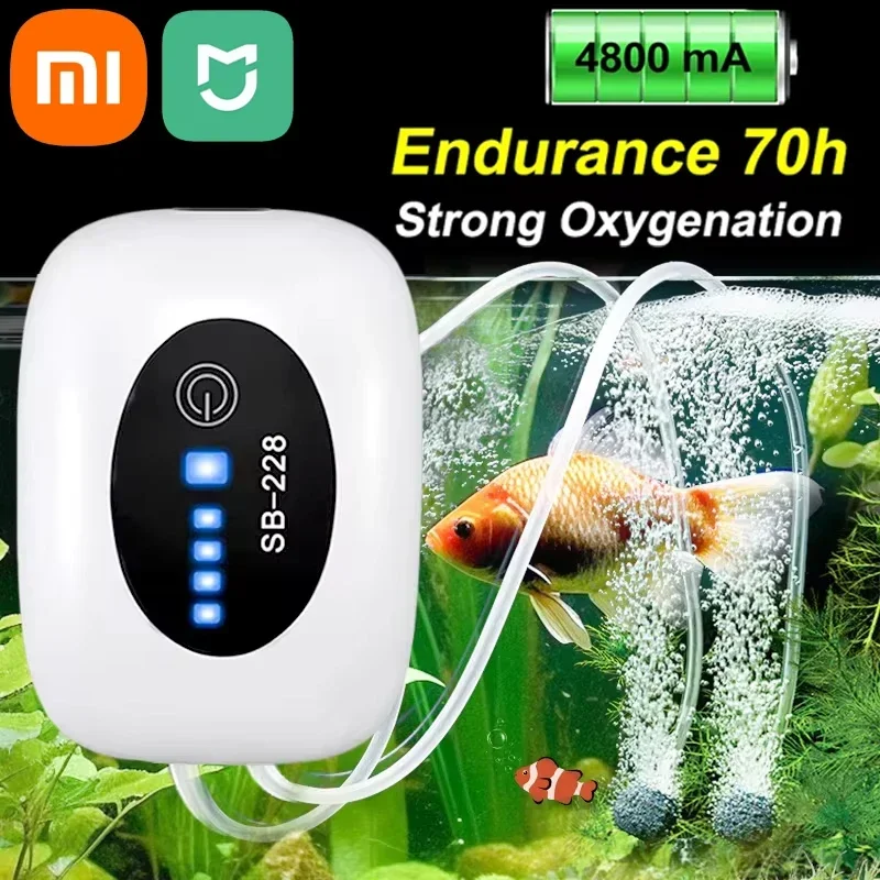 

Xiaomi Mijia New 4800mAh Aquarium Oxygen Air Pump Compressor Fish Tank USB Charging Small Portable Exhaust Ultra Silent Indoor