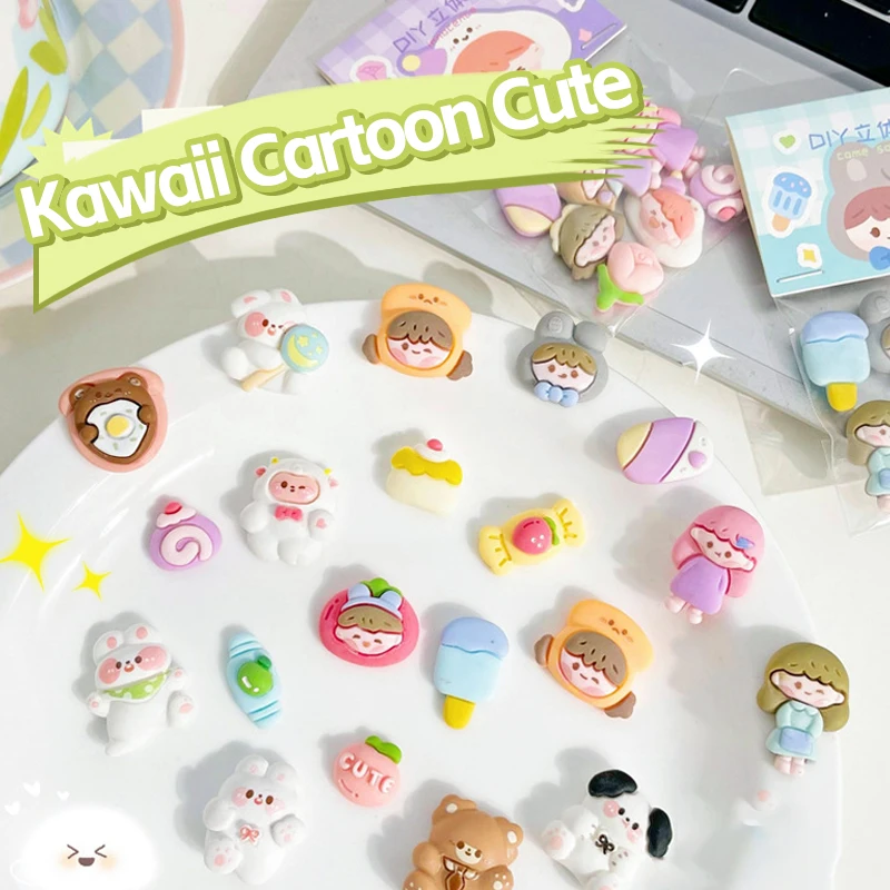 7 pz/pacco Kawaii Cute Cartoon 3D adesivi Stereo per la decorazione fai da te cancelleria tazza d'acqua frigorifero cellulare scatola di immagazzinaggio dell'automobile