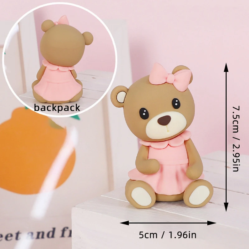 Rosa und blauer 3D-Bär-Kuchenaufsatz mit großem Regenbogen-Buchstaben für Babyparty, Bärendekorationen, Jungen und Mädchen, alles Gute zum Geburtstag, Partyzubehör – Detail 6