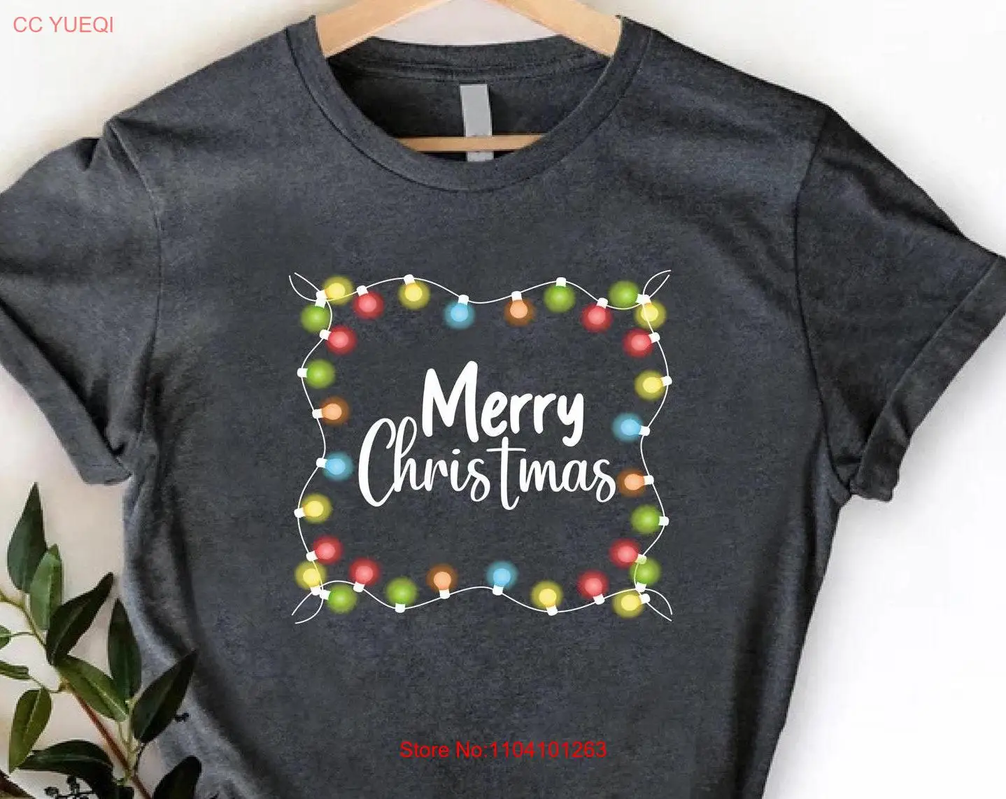 

Merry Christmas T Shirt Lights Family Holiday Season Outfit Party GifT Xmas Vacation long or short sleeves