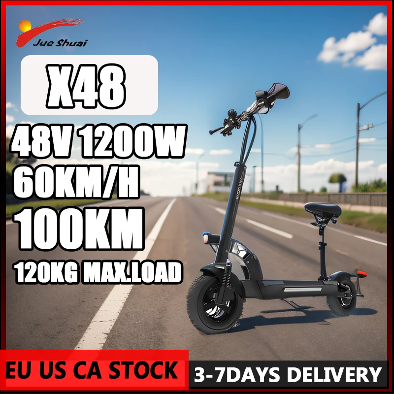 48V 1200W Powerful Motor Electric Scooter 100KM Maximum Range Scooter Electric 60KM/H Top Speed E Scooter 10