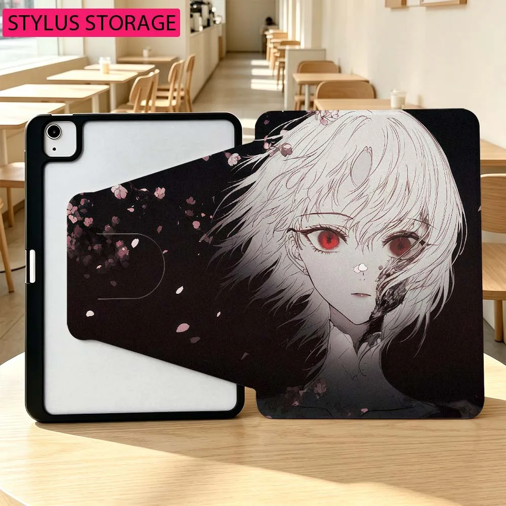 Anime Flower Girl For Samsung Galaxy Tab A7 A8 A9 A11 S6 S7 S8 S9 S10 S11 FE Plus 360° Rotation Pen slot Tablet Case