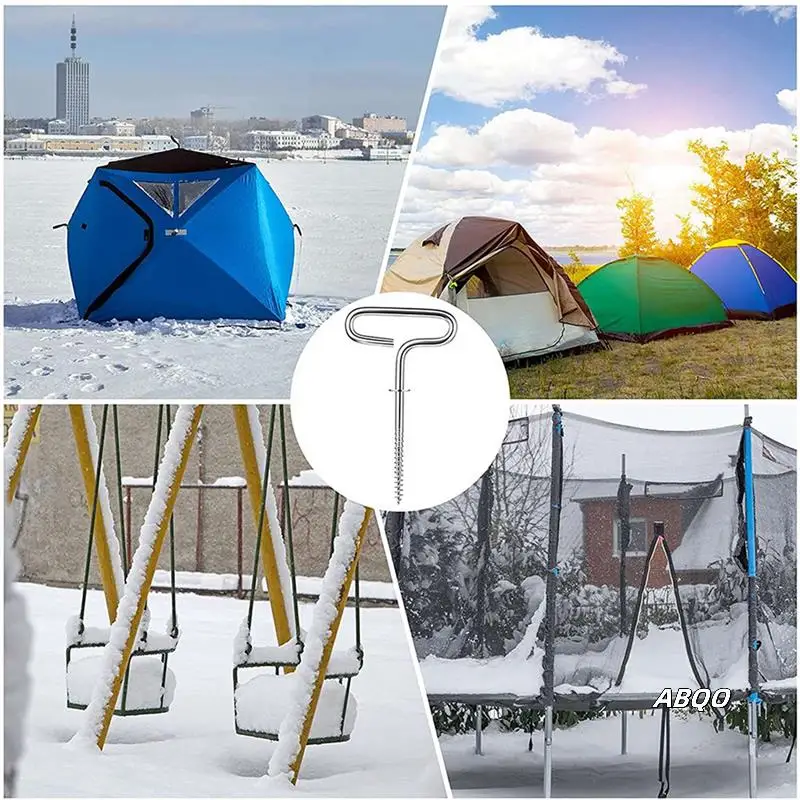 

8X Ice Fishing Shelter Anchor Ice Shanty Anchor Outdoor Camping Tent Threaded Tent Peg Winter Steel Ice Tent Accessories