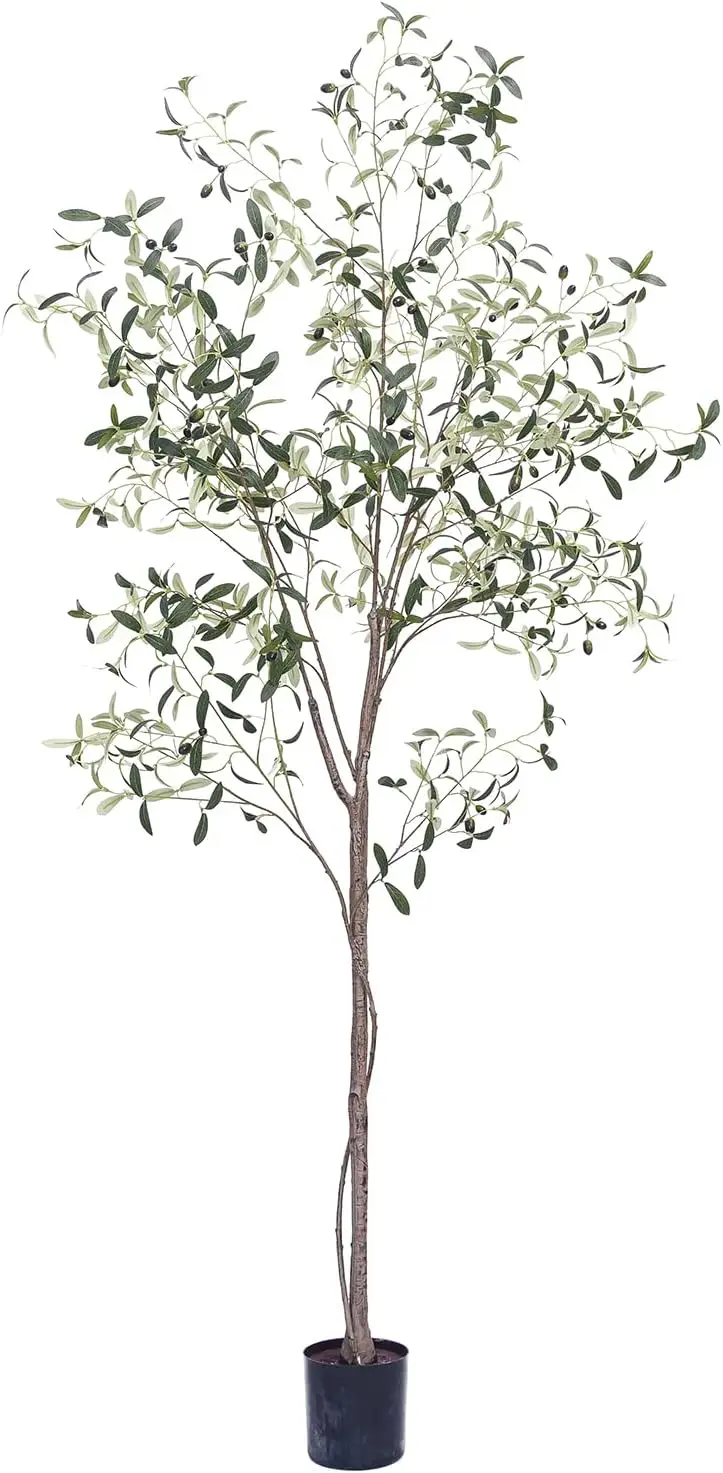 

Tree Tall Fake Potted Olive Silk Tree with Planter Large Faux Olive Branches and Fruits Artificial Tree for Modern Home Office