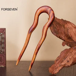 Chinese Wooden Hair Sticks Forks U Shaped Hairpins and Clips for Hair Bun Ponytail Holder Fashion Headpieces for Women Girls