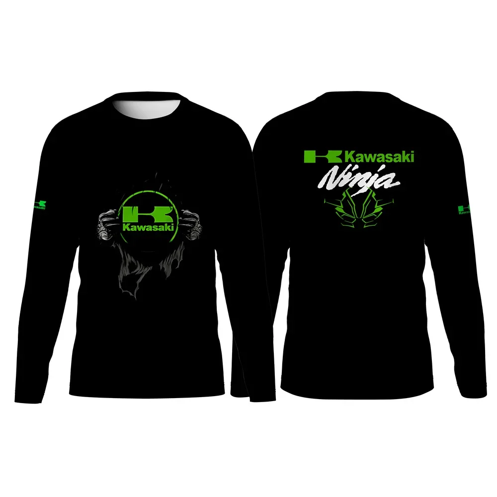 

Summer Men's Crew Neck Long Sleeve T-Shirt Motorcycle Simple Printed Breathable Quick-Drying Comfortable Sports Casual Top